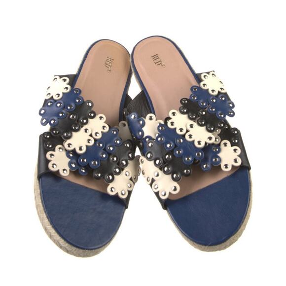Red Valentino Floral Studded Espadrille Sandal Slide Slip On Blue White Sz EU 41 - Picture 1 of 5